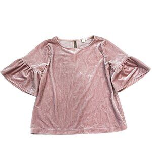 Crewcuts Everyday Girls Size 10 Pink Velvet Bell Sleeve Top